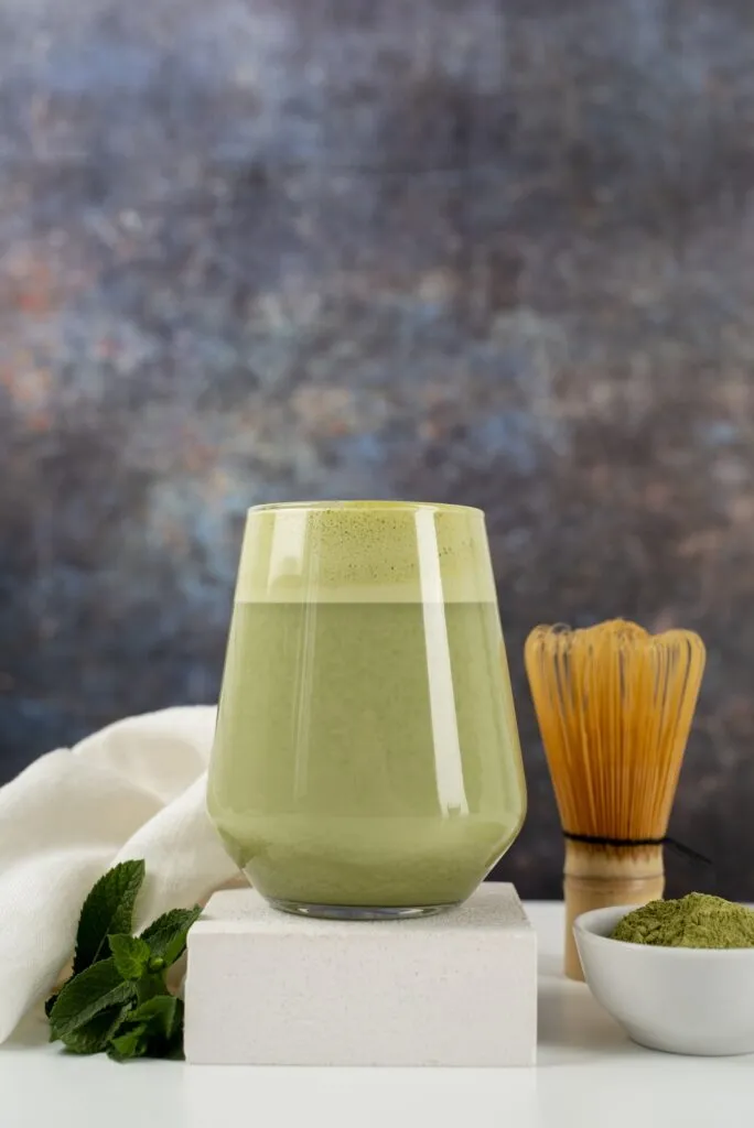 green matcha tea still life