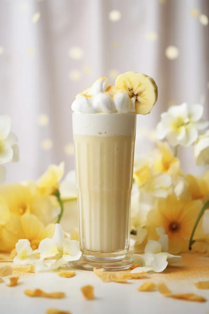 close up banana smoothie