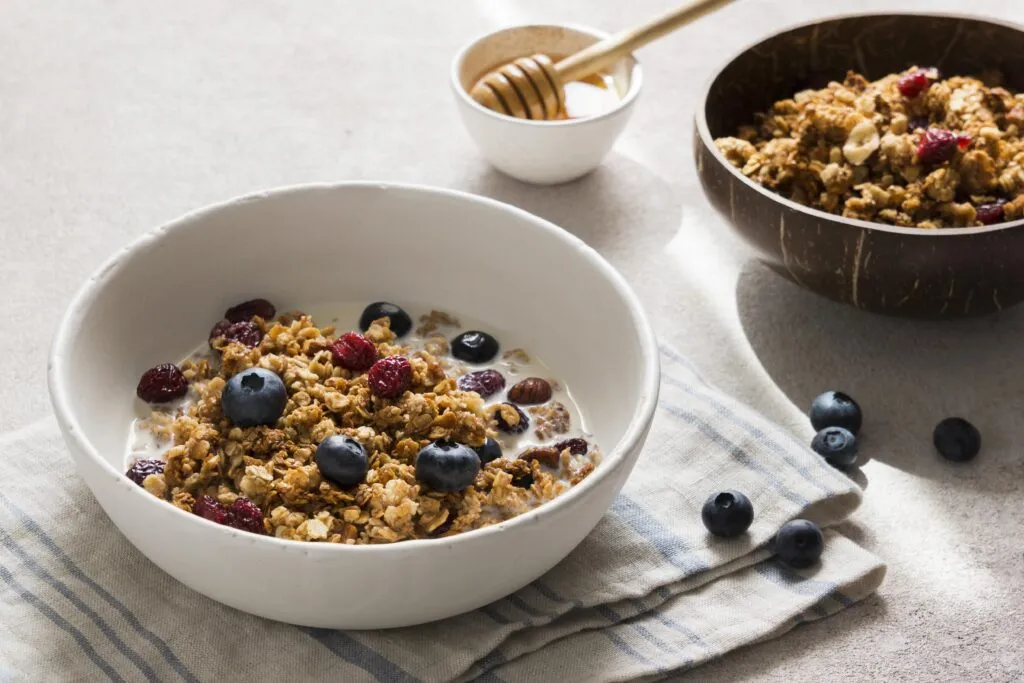high angle delicious muesli bowl